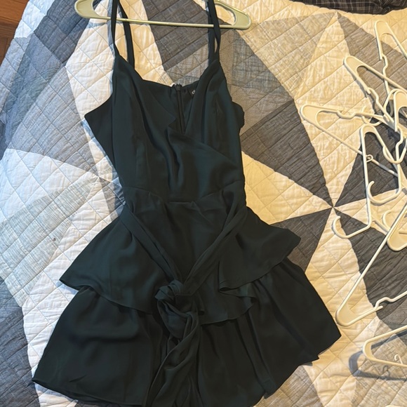 City Chic Pants - Elegant Dark Green Ruffled Romper